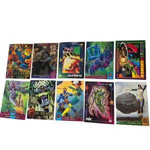 Set of 10 Vintage Marvel & DC Trading Cards 1990s Comic Book Collectible Fandom